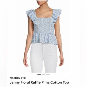Nation LTD Light Blue Jenny Floral Ruffle Blouse